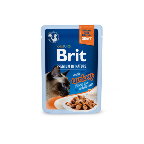 Корм влажный Brit Premium Delicate Fillets in Gravy Turkey для кошек филе в соусе индейка 85 г