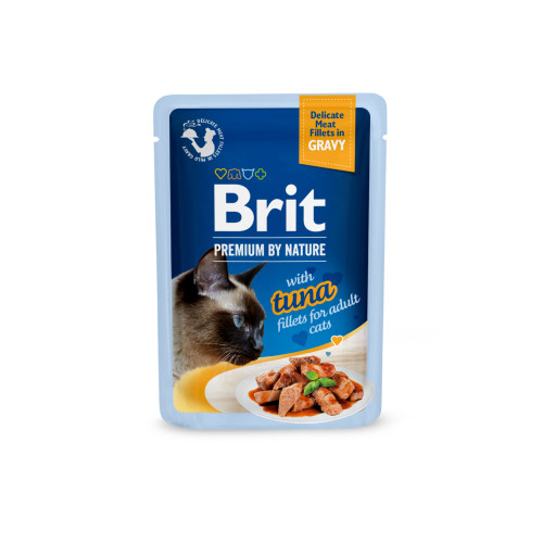Корм влажный Brit Premium Delicate Fillets in Gravy Tuna для кошек филе в соусе тунец 85 г