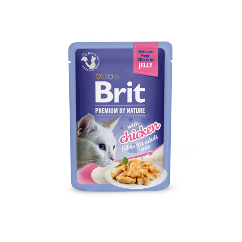 Корм влажный Brit Premium Delicate Fillets in Jelly Chicken для кошек филе в желе курица 85 г