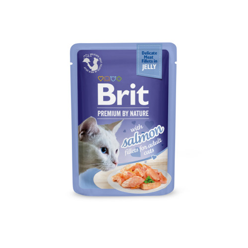Корм влажный Brit Premium Delicate Fillets in Jelly Salmon для кошек филе в желе лосось 85 г