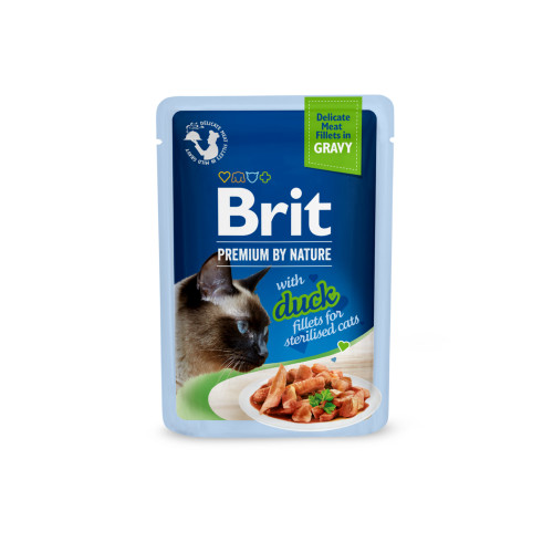 Корм вологий Brit Premium Delicate Fillets in Gravy Duck for Sterilised для стерилізованих котів, філе в соусі качка, 85 г