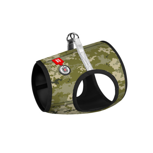 Шлея для собак мягкая WAUDOG Clothes c QR паспортом, "Милитари", S1, В 40-45 см, С 29-31 см