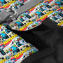 Шлея для собак мягкая WAUDOG Clothes c QR паспортом, рисунок "Бэтмен комикс", XS1, В 24-27 см, С 18-20 см