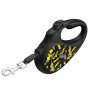 Поводок-рулетка для собак WAUDOG R-leash, рисунок "Бэтмен Узор", L, до 50 кг, 5 м, светоотражающая лента черный