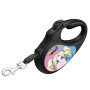 Поводок-рулетка для собак WAUDOG R-leash, рисунок "Харли Квинн", XS, до 12 кг, 3 м, светоотражающая лента черный