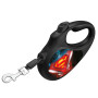 Поводок-рулетка для собак WAUDOG R-leash, рисунок "Супермен Лого", S, до 15 кг, 5 м, светоотражающая лента черный