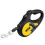 Поводок-рулетка для собак WAUDOG R-leash, рисунок "Бэтмен Желтый", L, до 50 кг, 5 м, светоотражающая лента черный
