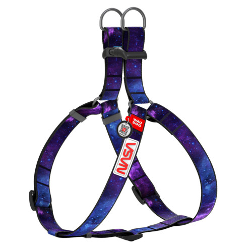 Шлея для собак WAUDOG Nylon с QR-паспортом, рисунок "NASA21", пластиковый фастекс, M, Ш 20, Д 50-80 см