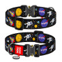Ошейник для собак нейлоновый WAUDOG Nylon с QR паспортом, рисунок "NASA", металлическая пряжка-фастекс, XXL, Ш 35 мм, Дл 46-70 см