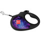 Поводок-рулетка для собак WAUDOG R-leash, рисунок "NASA21", XS, до 12 кг, 3 м, светоотражающая лента черный