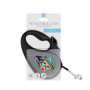 Поводок-рулетка для собак WAUDOG R-leash, рисунок "Космос. Ракетостроение", светоотражающая лента, M, до 25 кг, 5 м черный