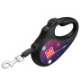 Поводок-рулетка для собак WAUDOG R-leash, рисунок "Космос. Ракетостроение", светоотражающая лента, M, до 25 кг, 5 м черный