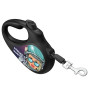Поводок-рулетка для собак WAUDOG R-leash, рисунок "Космос. Ракетостроение", светоотражающая лента, M, до 25 кг, 5 м черный