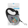 Поводок-рулетка для собак WAUDOG R-leash, рисунок "Космос. Ракетостроение", светоотражающая лента, L, до 50 кг, 5 м черный