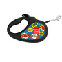 Повідець-рулетка для собак WAUDOG R-leash, малюнок "ВАУ", L, до 50 кг, 5 м, світловідбиваюча стрічка