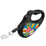 Повідець-рулетка для собак WAUDOG R-leash, малюнок "ВАУ", L, до 50 кг, 5 м, світловідбиваюча стрічка