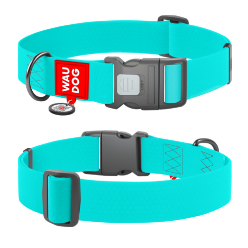 Ошейник для собак водостойкий WAUDOG Waterproof c QR-паспортом, светящийся, металлическая пряжка-фастекс, Ш 25 мм, Дл 38-58 см