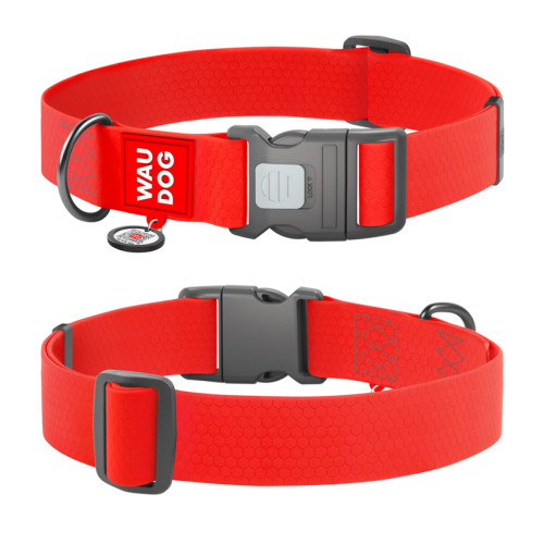 Ошейник для собак водостойкий WAUDOG Waterproof c QR паспортом, пластиковый фастекс, XXL, Ш 40 мм, Дл 46-70 см, красный