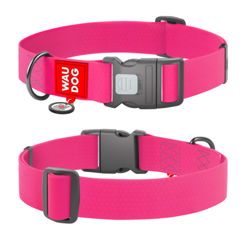 Ошейник для собак водостойкий WAUDOG Waterproof c QR паспортом, пластиковый фастекс, XXL, Ш 40 мм, Дл 46-70 см, розовый