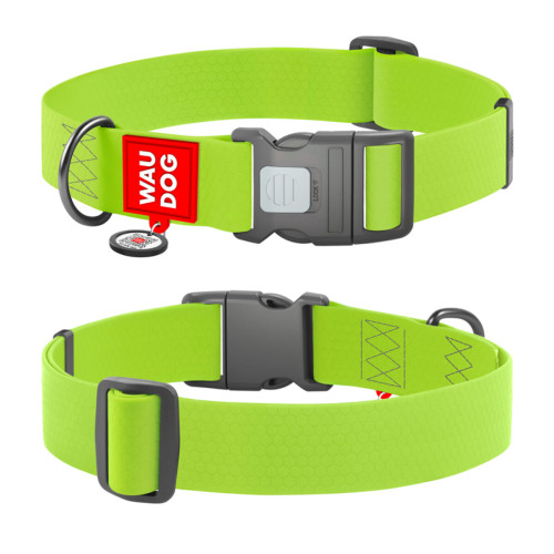 Ошейник для собак водостойкий WAUDOG Waterproof c QR паспортом, пластиковый фастекс, XXL, Ш 40 мм, Дл 46-70 см, салатовый