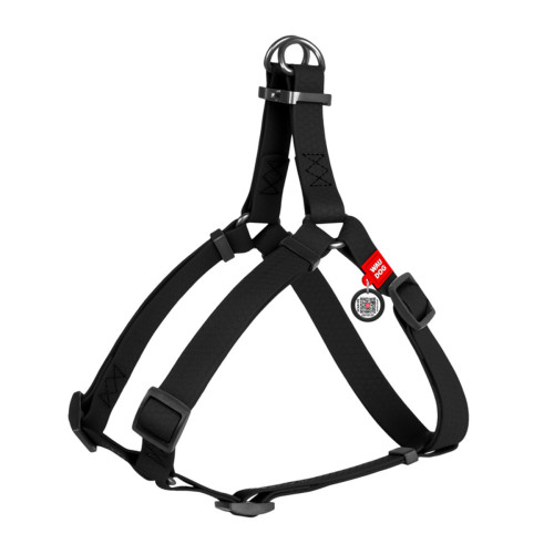 Шлея для собак водостійка WAUDOG Waterproof, з QR-паспортом, металева пряжка-фастекс, XS, Ш 15 мм, Д 30-39 см чорний