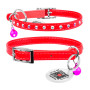 Ошейник WAUDOG Glamour с резинкой, клей.стразами для кошек (ширина 9мм, длина 22-30см) красный