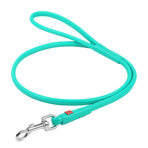 Поводок для собак кожаный WAUDOG Glamour, круглый, Д 6 мм, Дл 122 см ментоловый