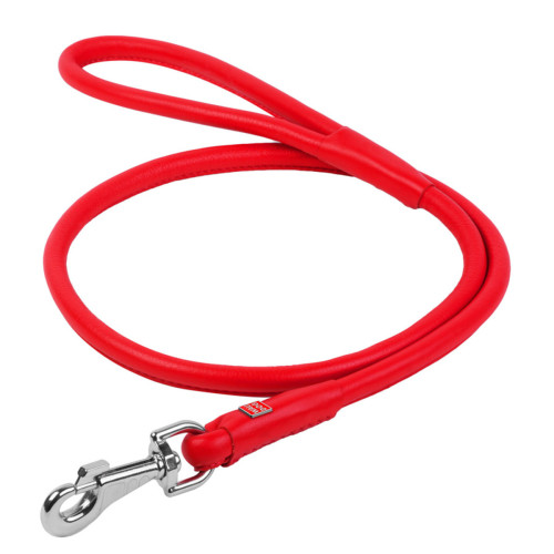 Поводок для собак кожаный WAUDOG Glamour, круглый, Д 10 мм, Дл 122 см красный