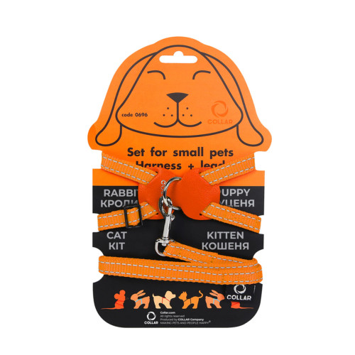 Шлея Dog Extreme нейлоновая на планшете для кроликов (ширина 14мм, В:30-45см) оранжевый