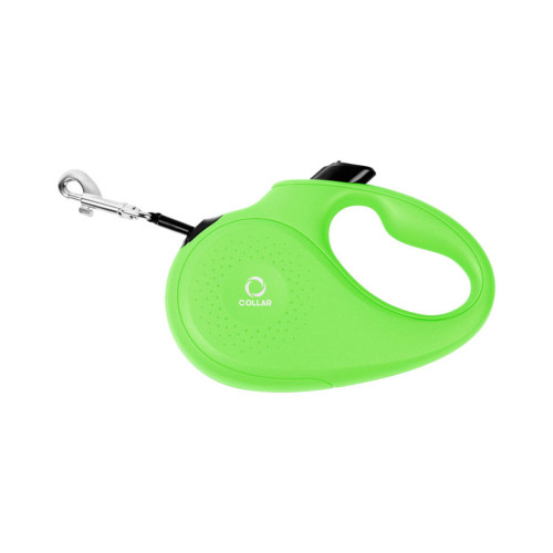 Поводок-рулетка CoLLaR для собак, размер L, 50 кг, 5 м, светоотражающая лента, салатовый