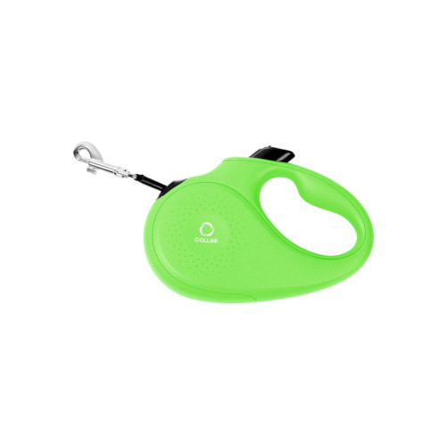 Поводок-рулетка CoLLaR для собак, размер S, 15 кг, 5 м, светоотражающая лента, салатовый