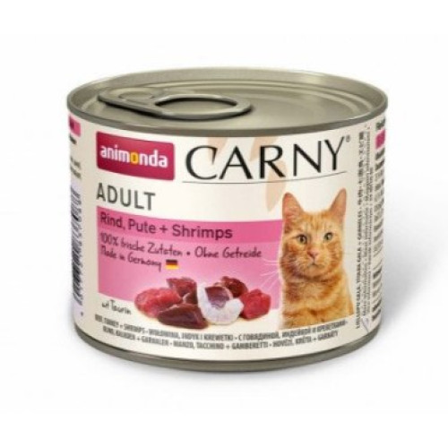 Влажный корм для кошек Animonda Carny Adult консервы с говядиной, индейкой и креветками 200 г