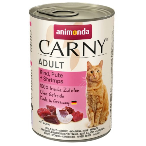 Вологий корм для кішок Animonda Carny Adult консерви з яловичиною, індичкою та креветками 400 г