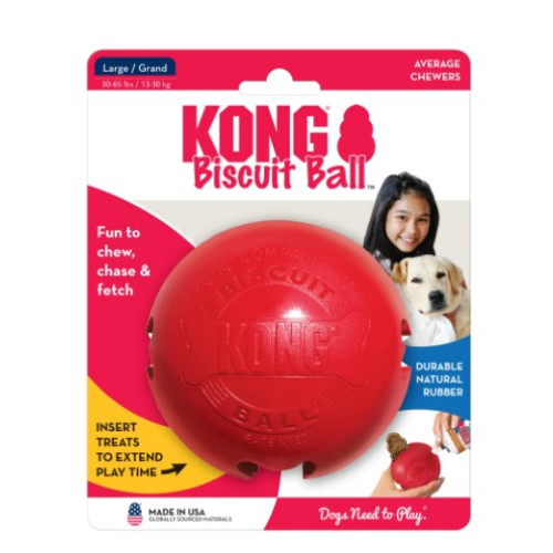 Іграшка для собак KONG Dog Biscuit Ball м’яч з отвором для ласощів, L, 9,5 см