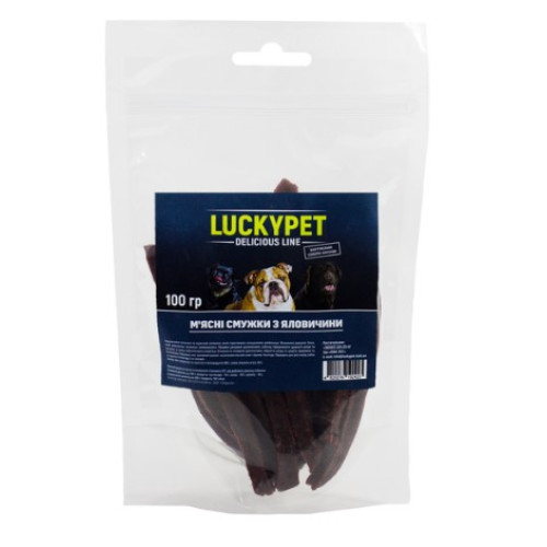 Ласощі дл собак Lucky Pet Мясні смужки з яловичини, 100 г