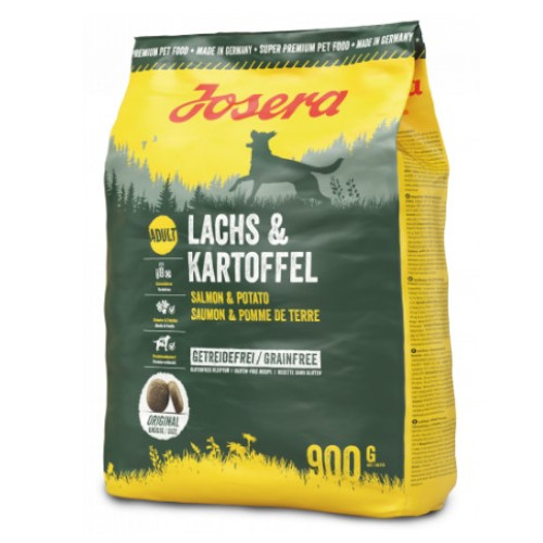 Сухий беззерновий корм Josera Lachs & Kartoffel для дорослих собак з лососем і картоплею, 900 г