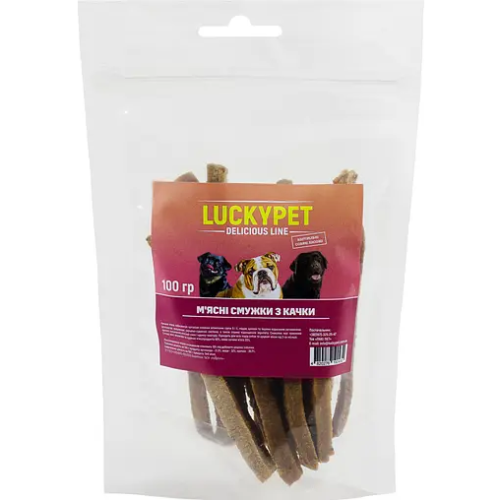 Ласощі для собак Luсky Pet мясні смужки з качки 100г