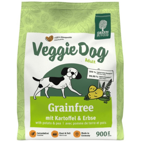 Сухой вегетарианский беззерновой корм Green Petfood VeggieDog Grainfree для взрослых собак, 900 г