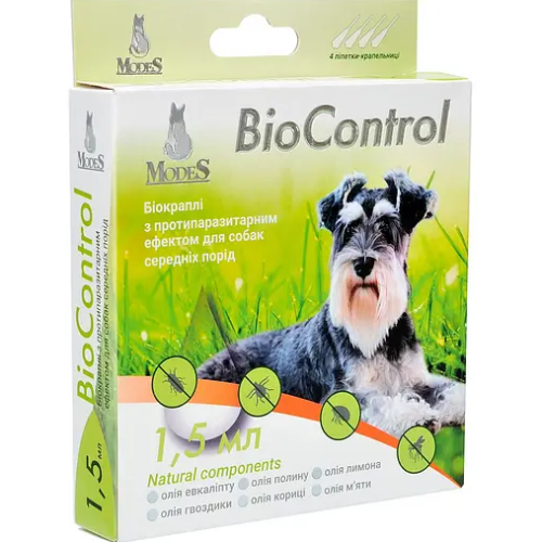 Противопаразитарный препарат для собак средних пород Modes BioControl капли - 1,5 мл