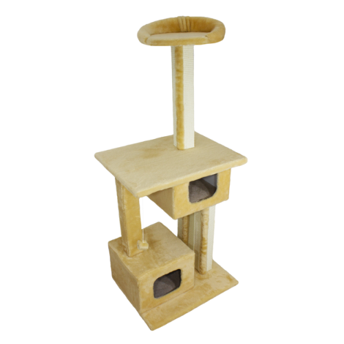 Дряпка для котів Lucky Pet будинок "Говерла" (хутро, бежевий) - 54x54x129см