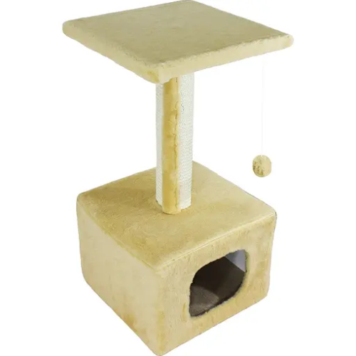 Когтеточка для кошек Lucky Pet дом "Грот" мех, бежевый