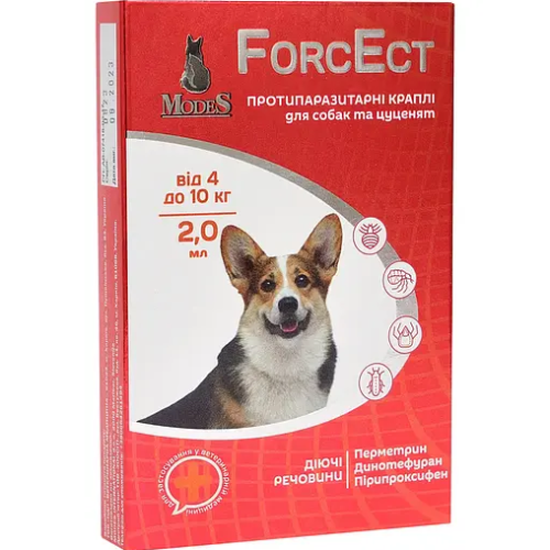 Протипаразитарний препарат для собак та цуценят 4-10 кг Modes ForcEct краплі - 2,0 мл