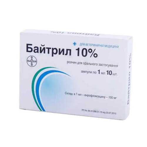 Антимікробний препаратдля тварин Elanco (Bayer) Байтрил (1мл) ампули - 2 шт