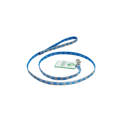 Повод капроновый для собак Lucky Pet "Лапки" 1,6см х 1,2м (серо-голубой)