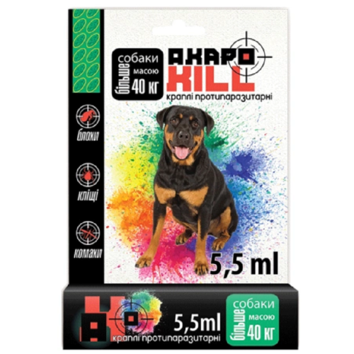 Протипаразитарний препарат для собак понад 40кг Укрзооветпромпостач АкароKILL ампула 1шт - 5мл