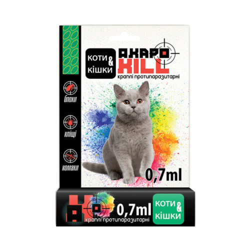 Протипаразитарний препарат для котів Укрзооветпромпостач АкароKILL ампула 1шт - 0,7мл
