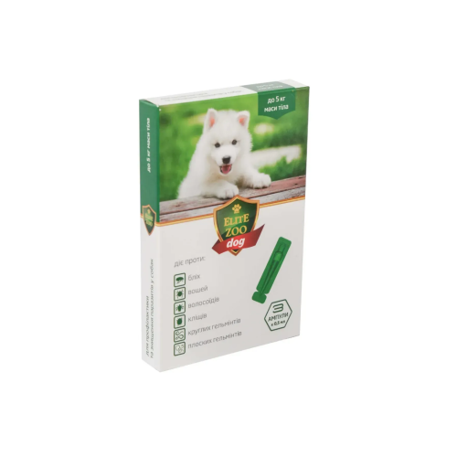 Протипаразитарний препарат для собак до 5 кг Продукт Краплі ELITE ZOO ДОГ ампули-крапельниці 3 шт - 0,5 мл