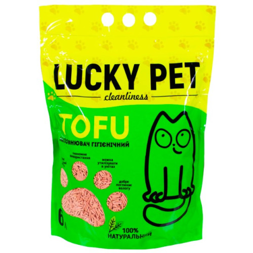 Наполнитель Lucky Pet из тофу для кошачьего туалета, с ароматом клубники, 6 л