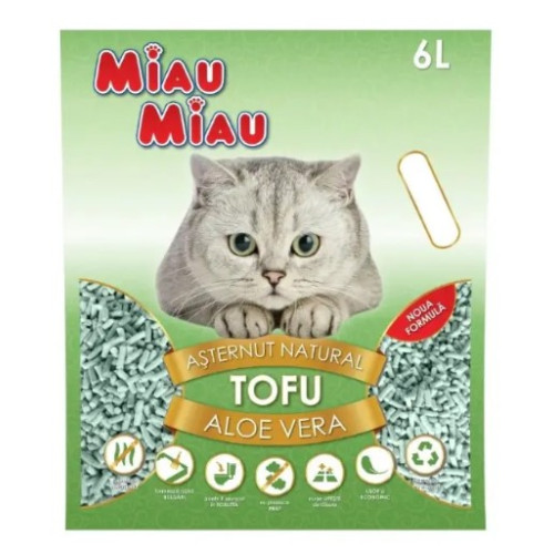 Наполнитель тофу для кошачьего туалета MIAU MIAU, Алое Вера, 6л