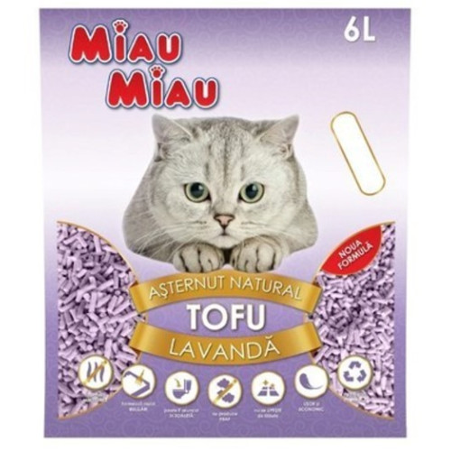 Наполнитель тофу для кошачьего туалета MIAU MIAU, Лаванда, 6л